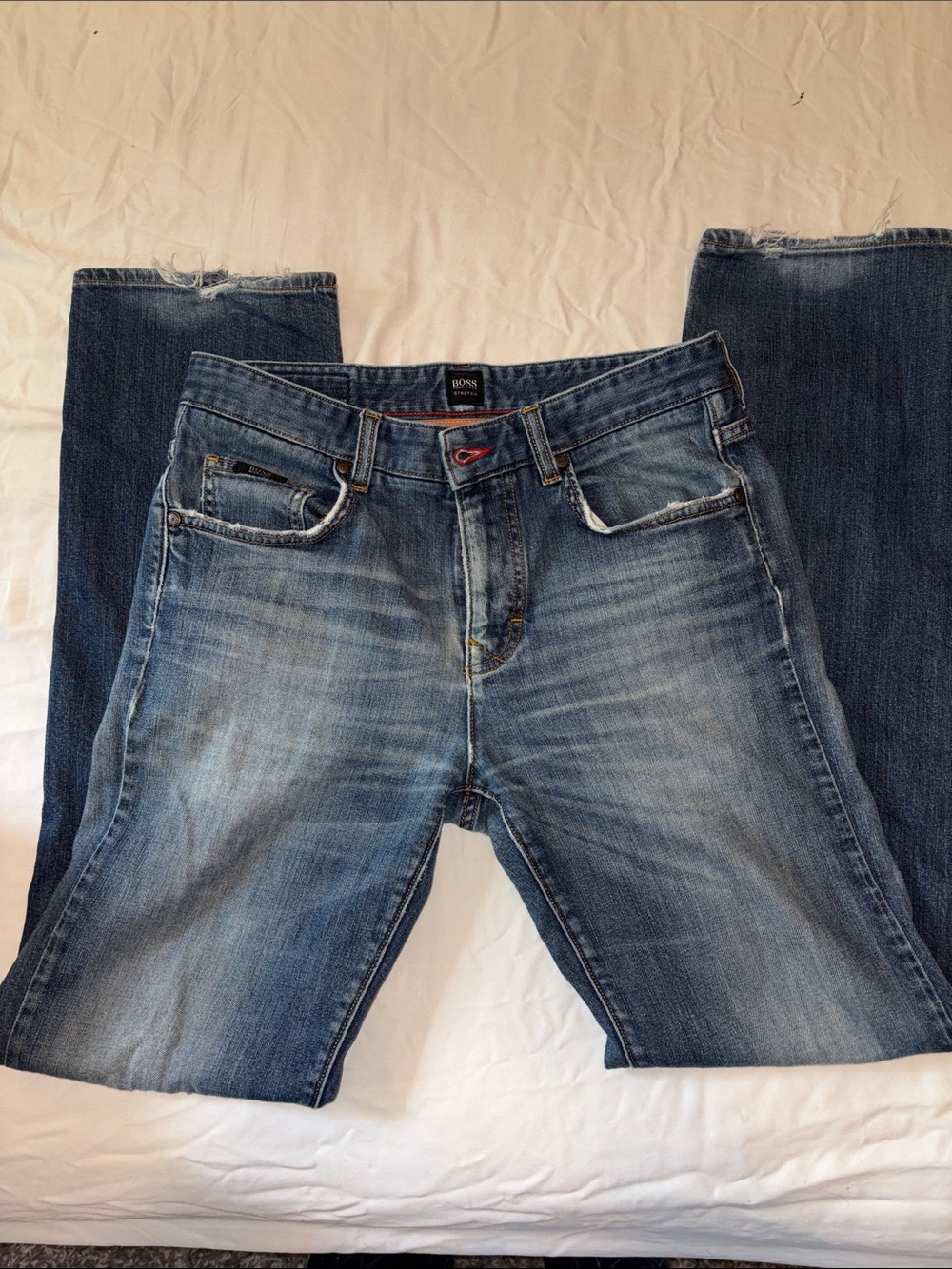 Hugo Boss Men’s Light Blue Washed Straight Jeans